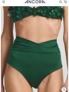 Ancora V-Waist High-Rise Bikini Bottom in Auléa Green
